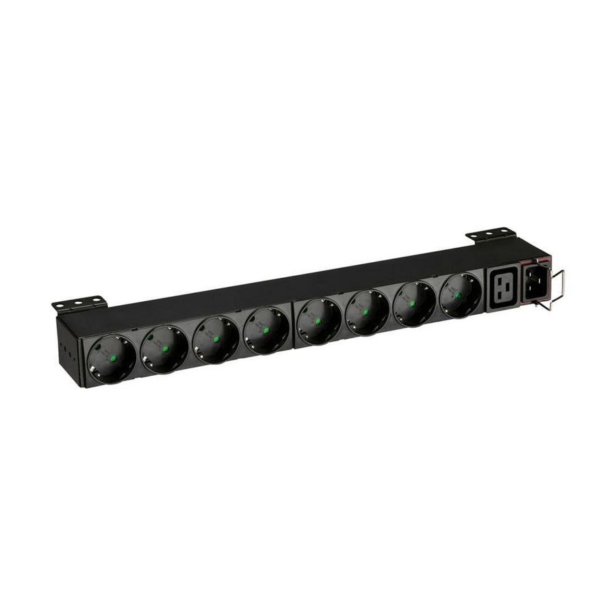FlexPDU 230VAC/16A 1U-Ing: 1xIEC C20 -Uitg: 8xSchucko, 1xIEC