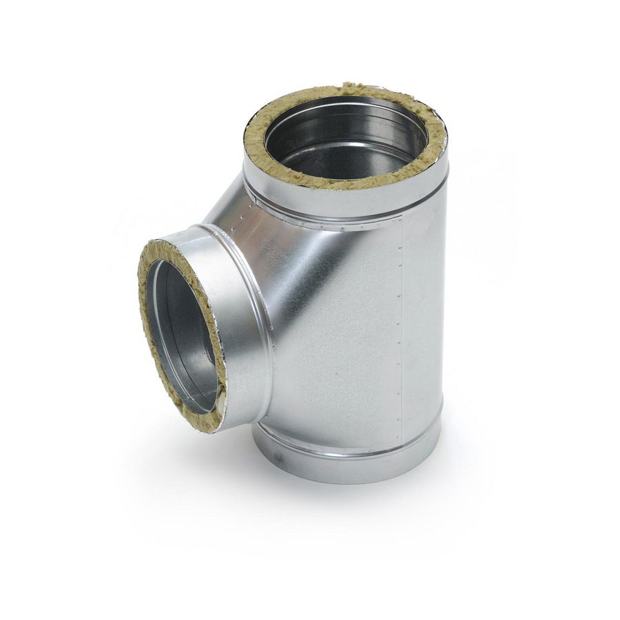 Spiraal T-stuk TI9 geisoleerd 90° 150mm vv KEN-LOK