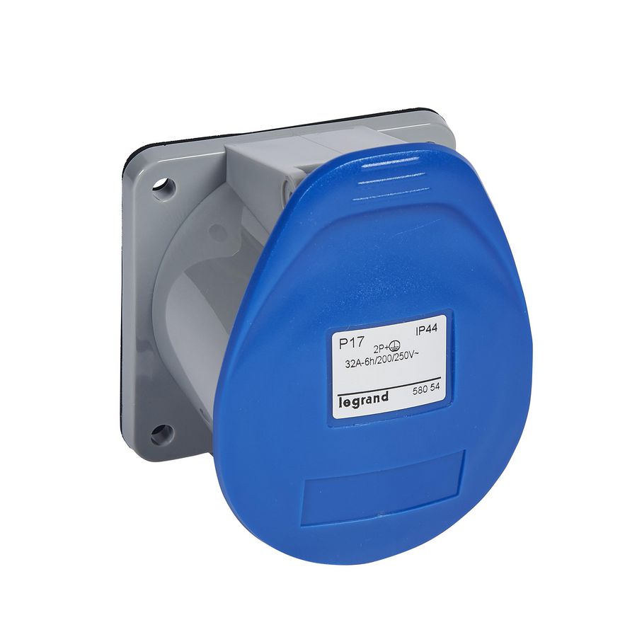 Inbouw WCD 230V 32A 3P IP44 kunstst. blauw 058054 P17