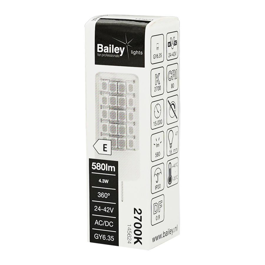 LED-lamp GY6.35 24V-42V 4.3W (47W) 580lm 827 helder