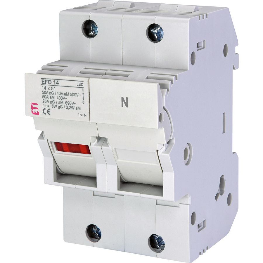 Smeltpatroonschakelaar 50A EFD14 LED 1P+N