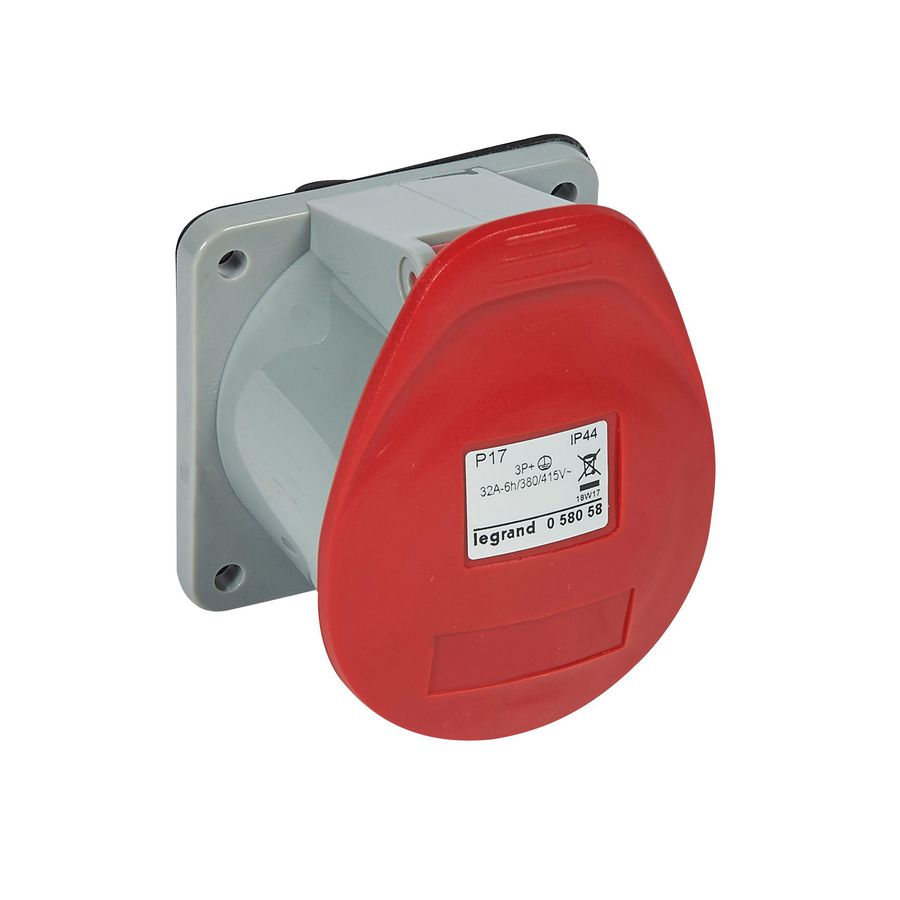 Inbouw WCD 400V 32A 4P IP44 kunstst. rood 058058 P17