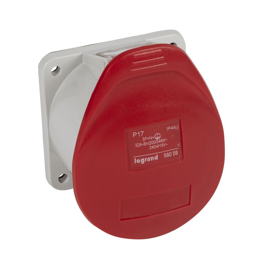 Inbouw WCD 400V 32A 5P IP44 kunstst. rood 058059 P17