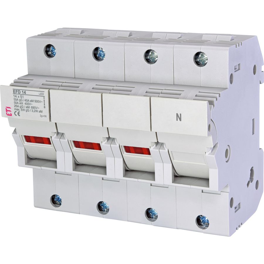 Smeltpatroonschakelaar 50A EFD14 LED 3P+N