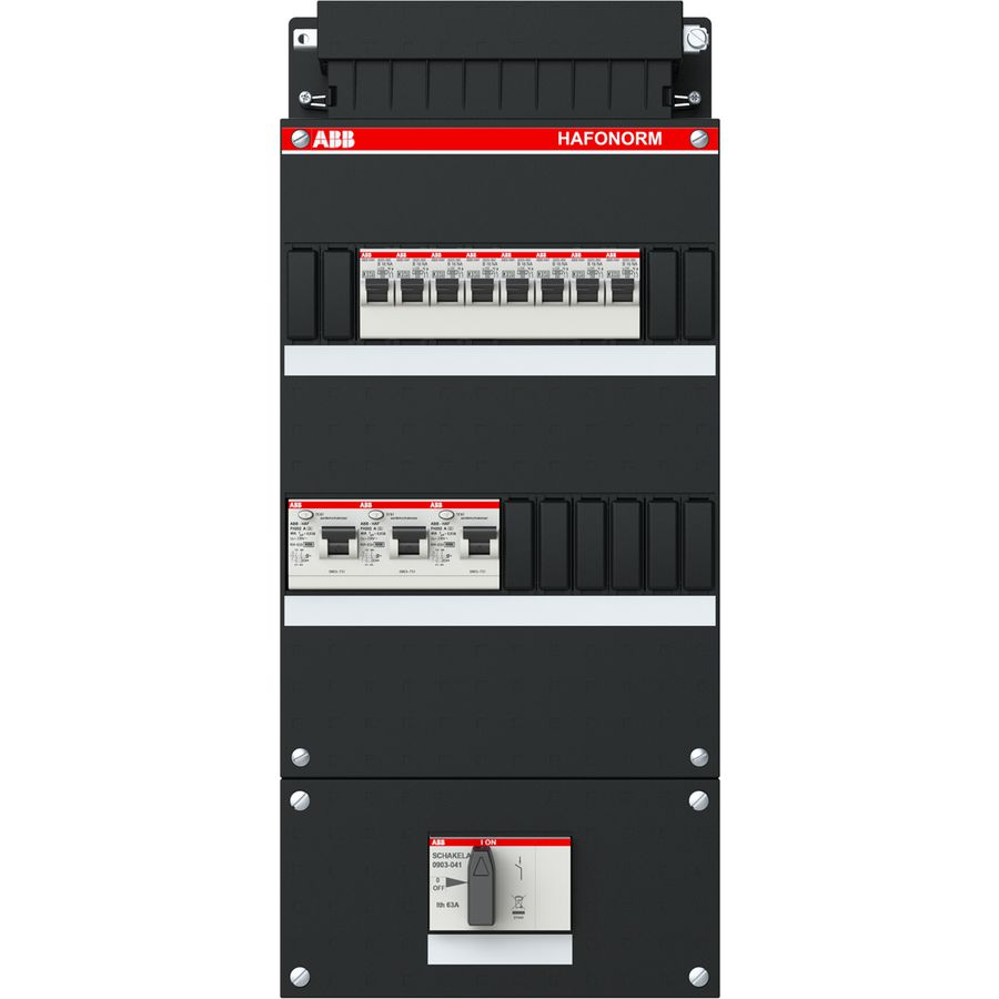 Groepenkast 8x achter 2x 30mA+HS 3-fasen HS onderbak 110x220