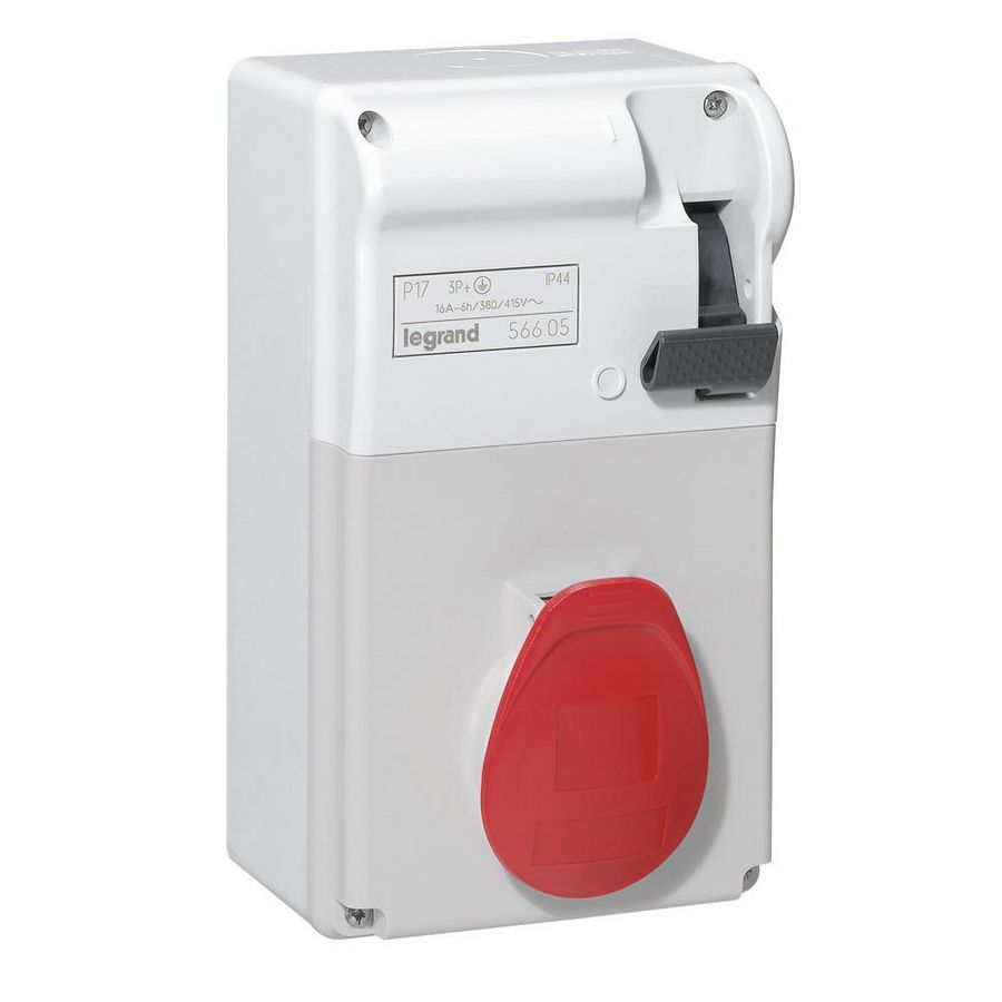 Wandcontactsdoos gesch. 400V 16A 4-polig IP44 P17