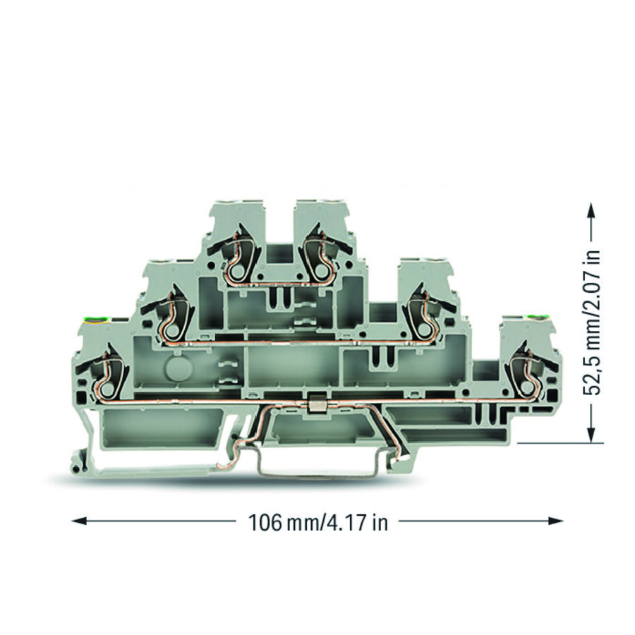 3-etageklem Aard-/rijg-/rijgklem 2,5mm² grijs VVE=50