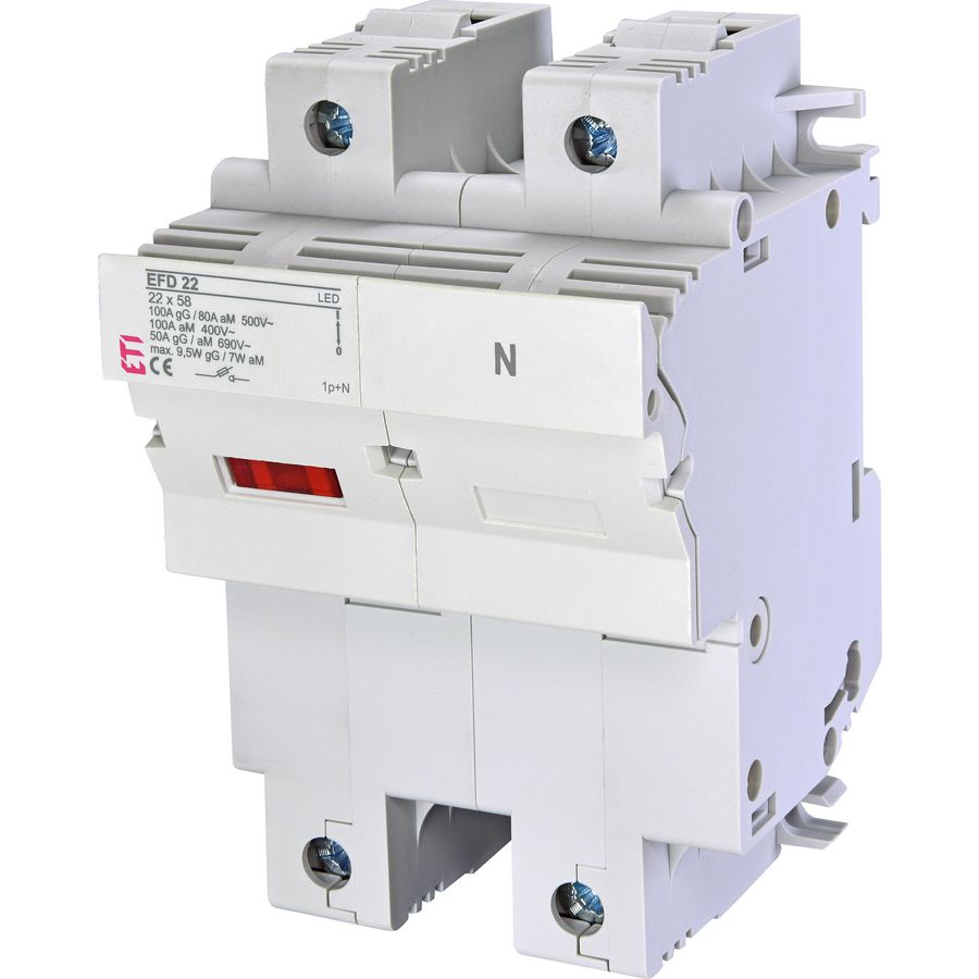 Smeltpatroonschakelaar 100A EFD22 LED 1P+N