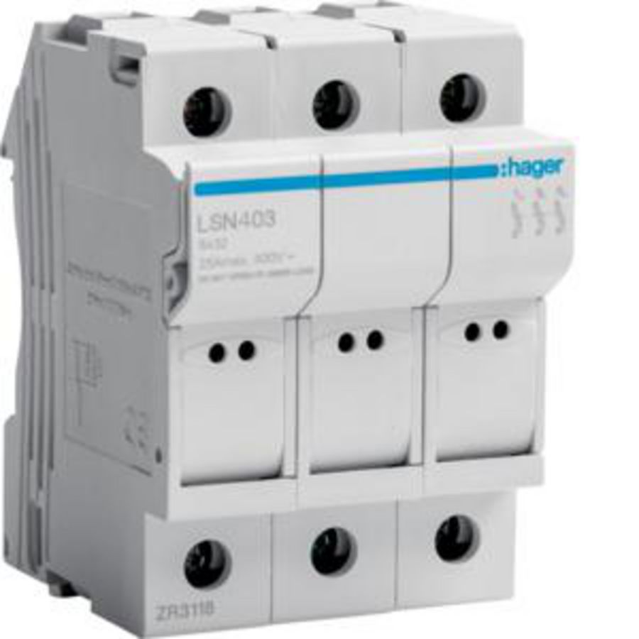 Zekeringhouder L32 3P 25 A 3 modulen