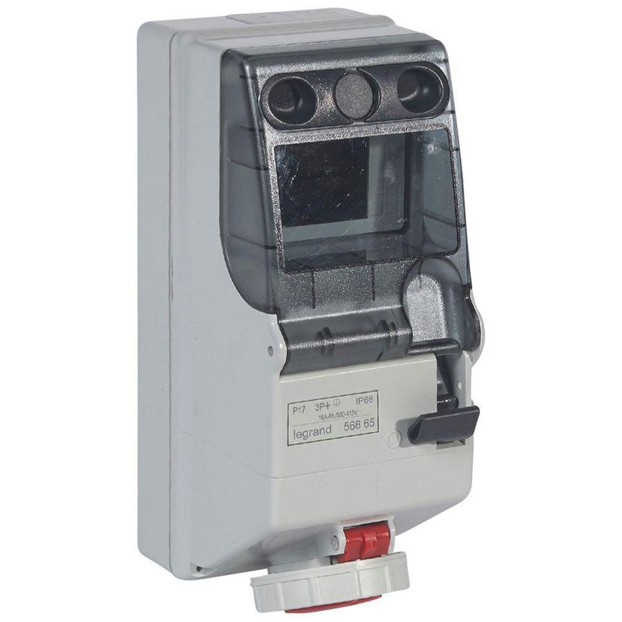 Wandcontactsdoos gesch. + DIN 400V 16A 4-polig IP55 P17