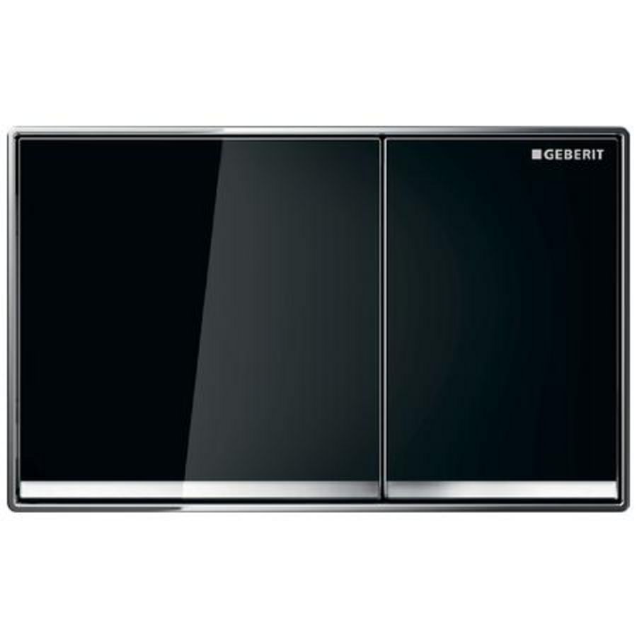 Bedieningsplaat 2-toets Omega60 SQUARE toetsen: zwart glas strook: chroom
