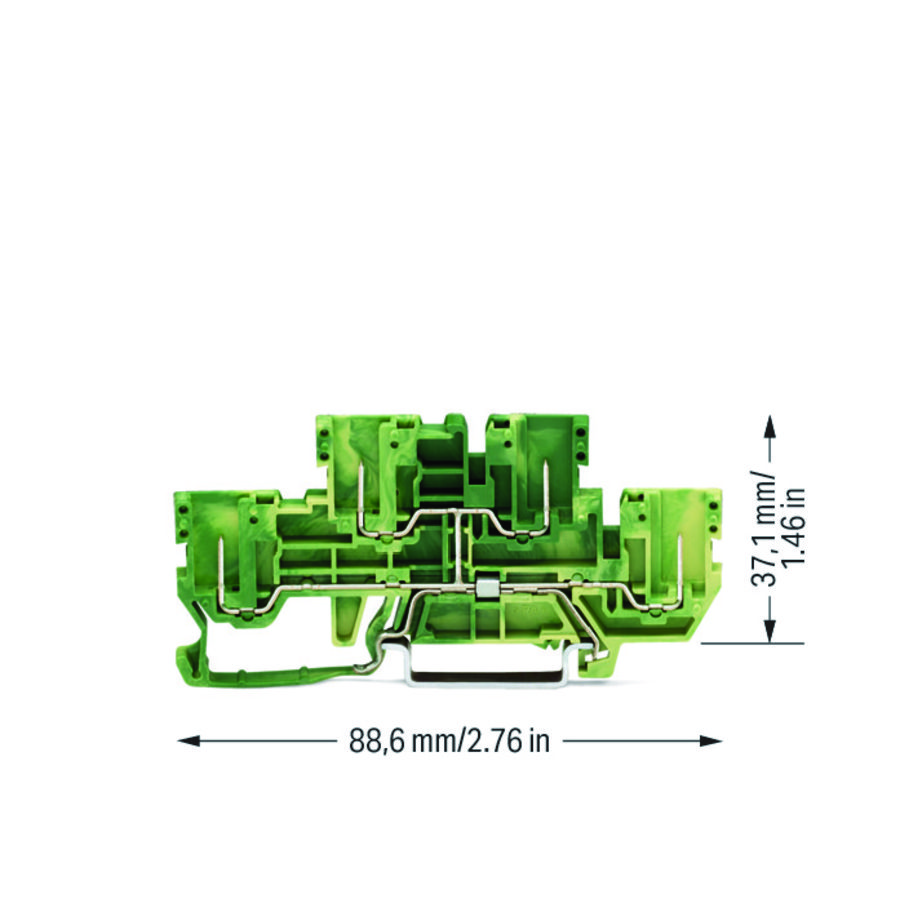 4-pins 2-etage basisklem 4-pins aardklem PE groen-ge VVE=50