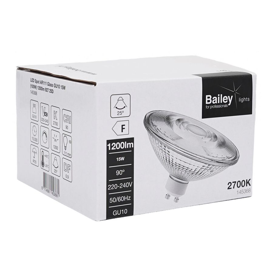 LED-lamp AR111 Glass GU10 DIM 15W 100W 1200lm 927 25D