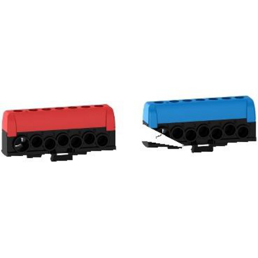 Aansluitblokken set van 2 fase-nul rood blauw 7 aansl.