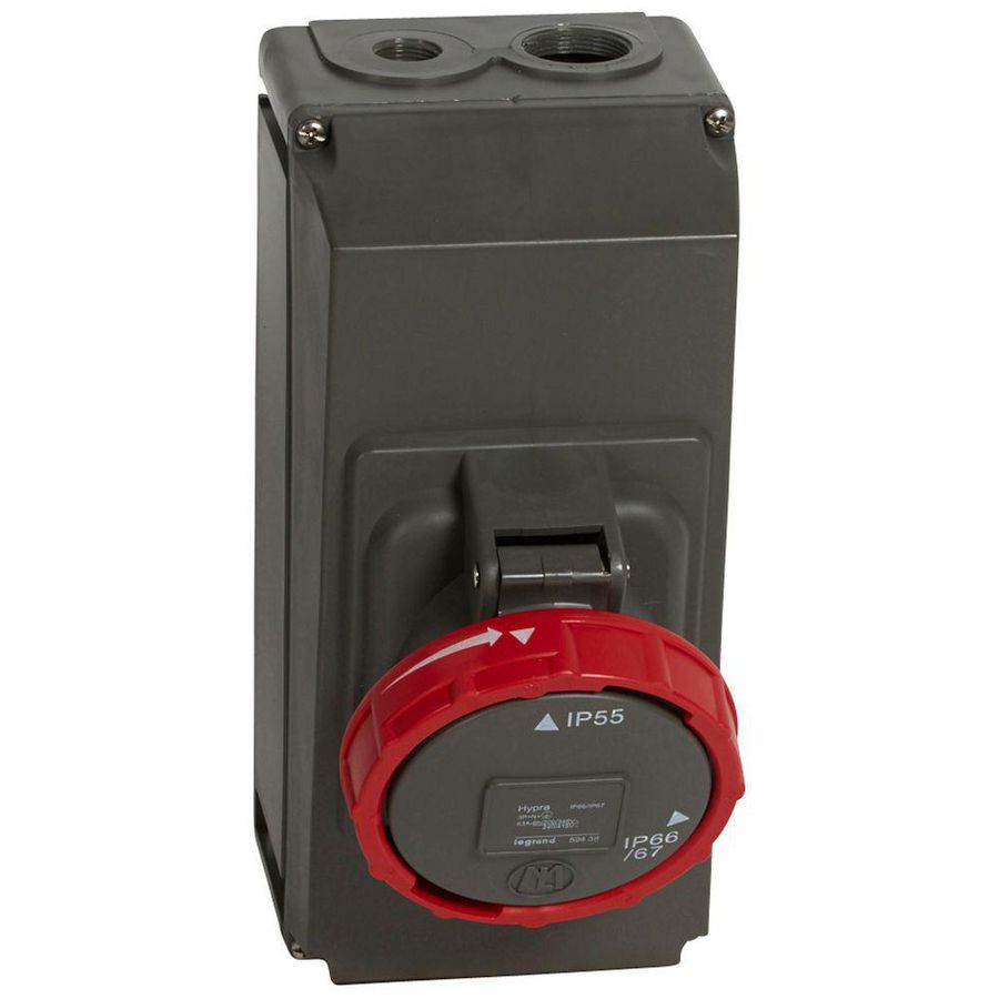Opbouw wandcontactdoos 400V 63A 5-polig IP67 Hypra