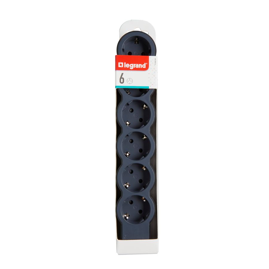 Contactdoos standaard 6x2P + A z.snoer zwart VVE=10