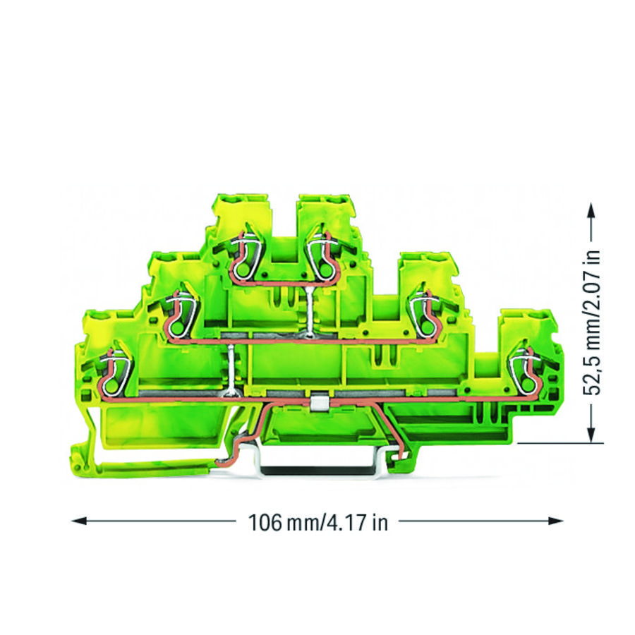 3-etageklem 6-voudige aardklem 2,5mm² groen-geel VVE=50