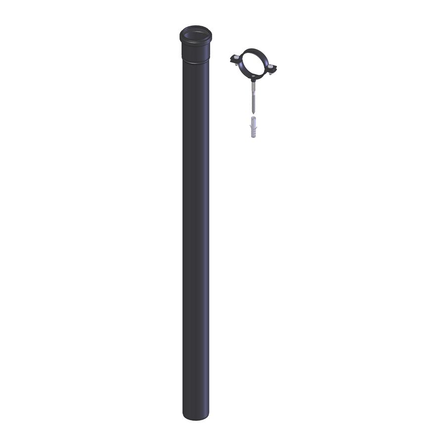 Pijp Ø60 l=1000 zwart incl.beugel d-p