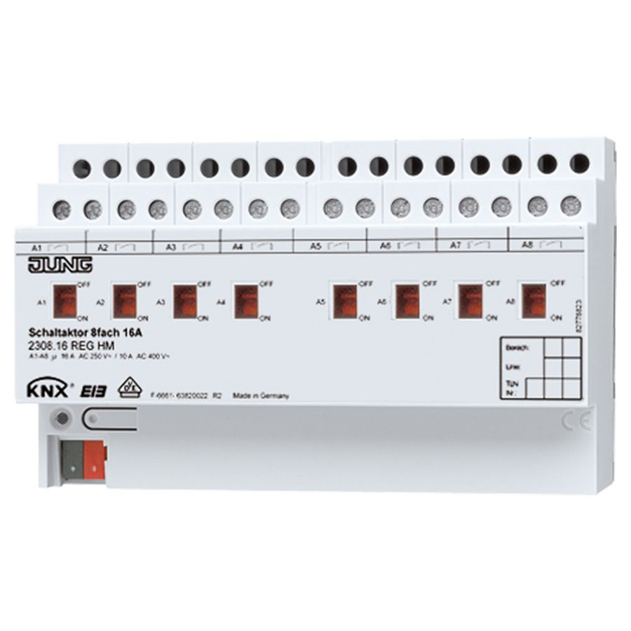 Schakelactor 16A 8-voudig KNX