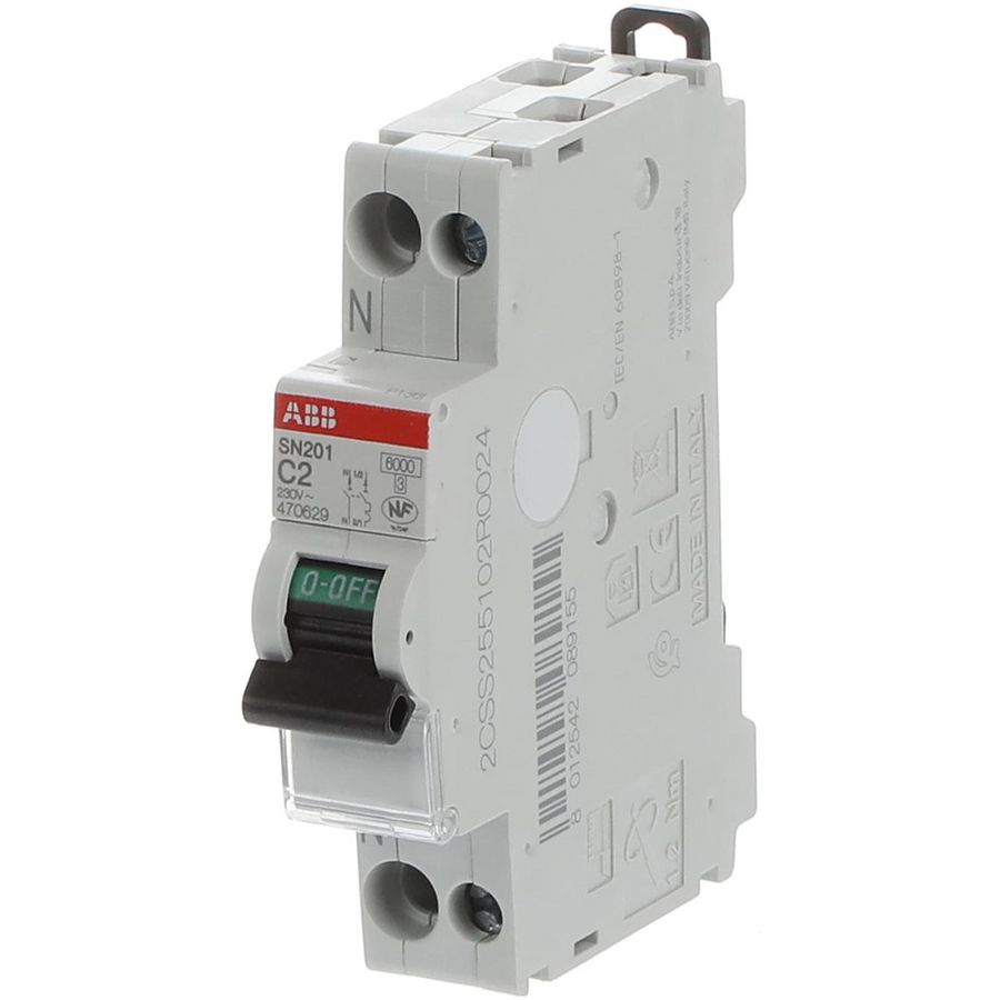 Installatieautomaat 1P+N - N Links - 6kA - C-karateristiek - 2A