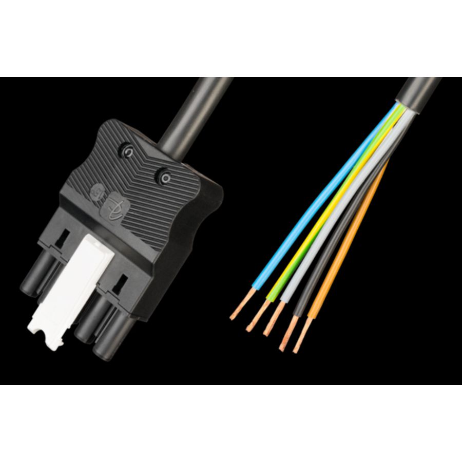 Prefab aansluitsnoer female 5-polig 2,5mm² LV15 37,5cm zwart Eca (AC166 ALCGB/525 37,5)