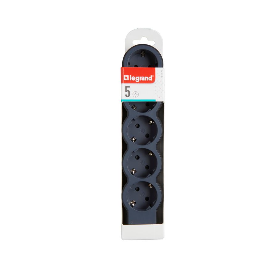 Contactdoos standaard 5x2P + A z.snoer zwart VVE=10