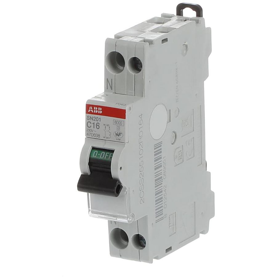 Installatieautomaat 1P+N - N Links - 6kA - C-karateristiek - 16A