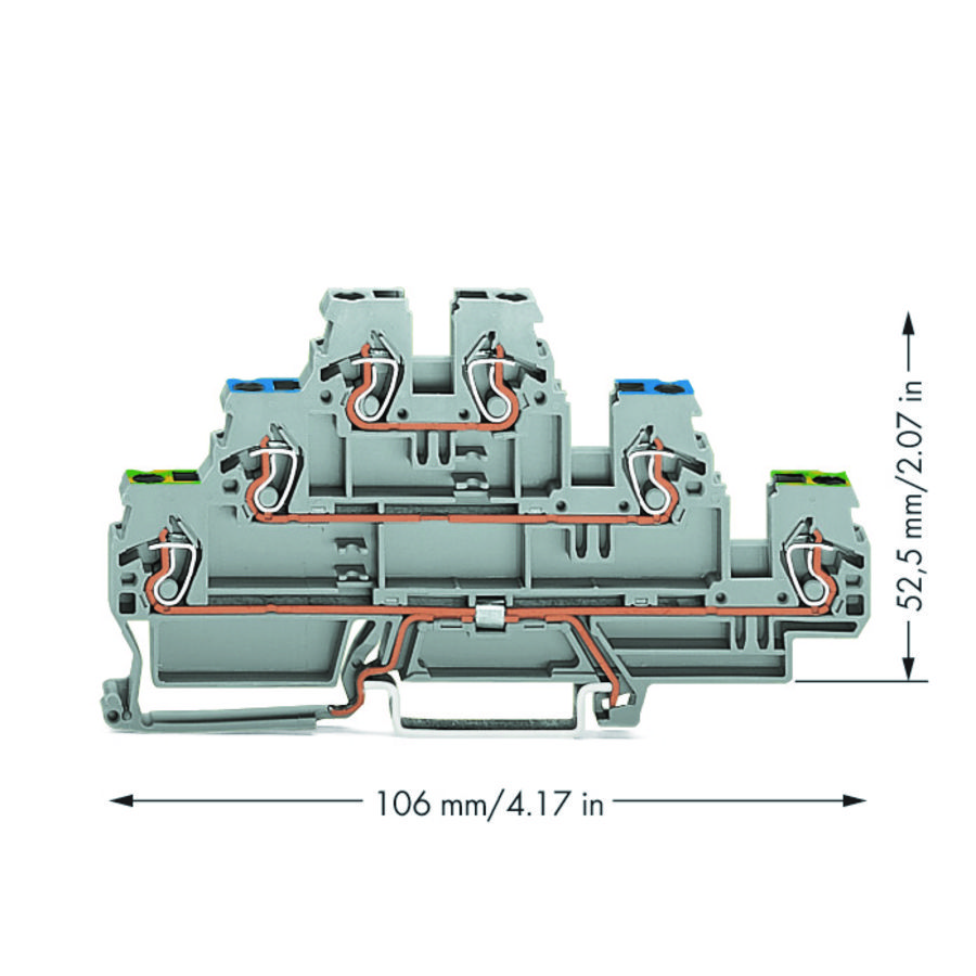 3-etageklem Aard-/rijg-/rijgklem 2,5mm² grijs VVE=50