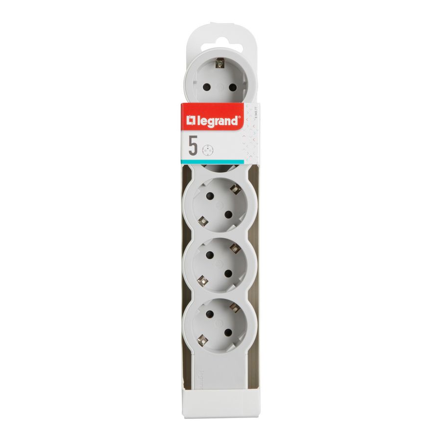 Contactdoos standaard 5x2P + A z.snoer wit-grijs VVE=10