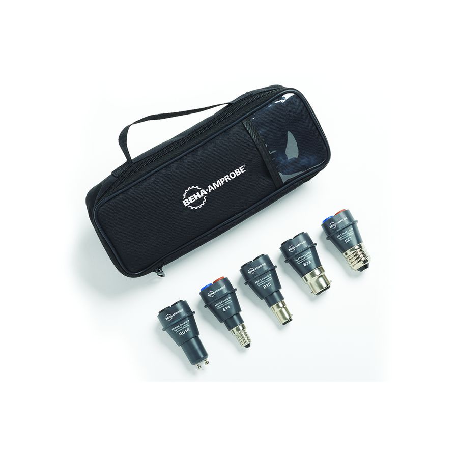 Lamptest-adapterset met draagtas, E27, E14, GU10, B22, B15