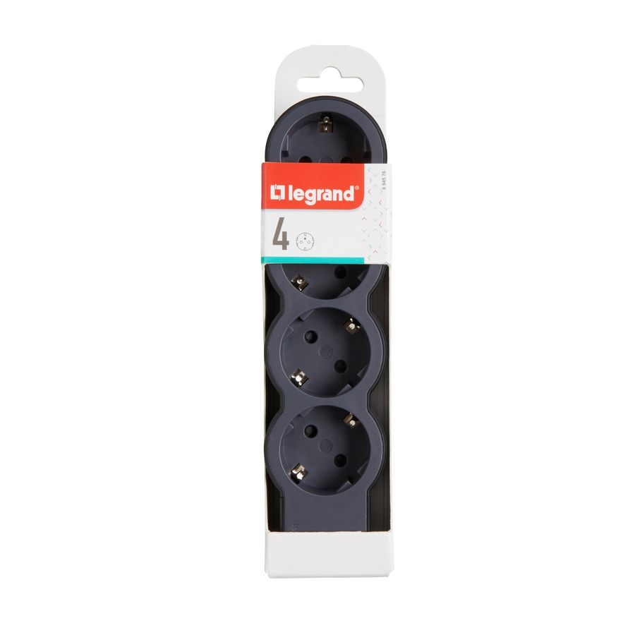 Contactdoos standaard 4x2P + A z.snoer zwart VVE=10