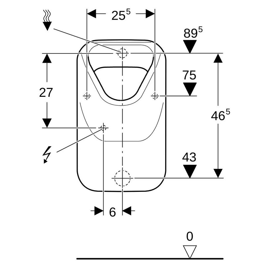 300 urinoir achterinlaat wit achterafvoer/onderafvoer