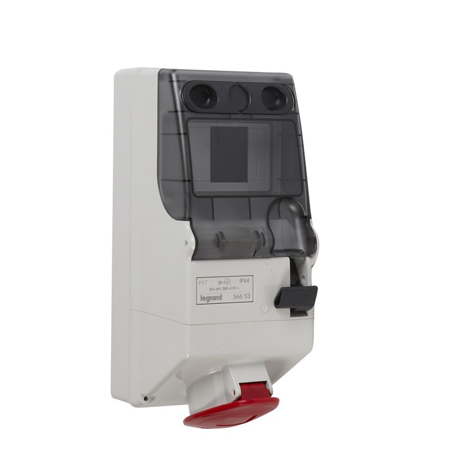 Wandcontactsdoos gesch. + DIN 400V 32A 4-polig IP44 P17
