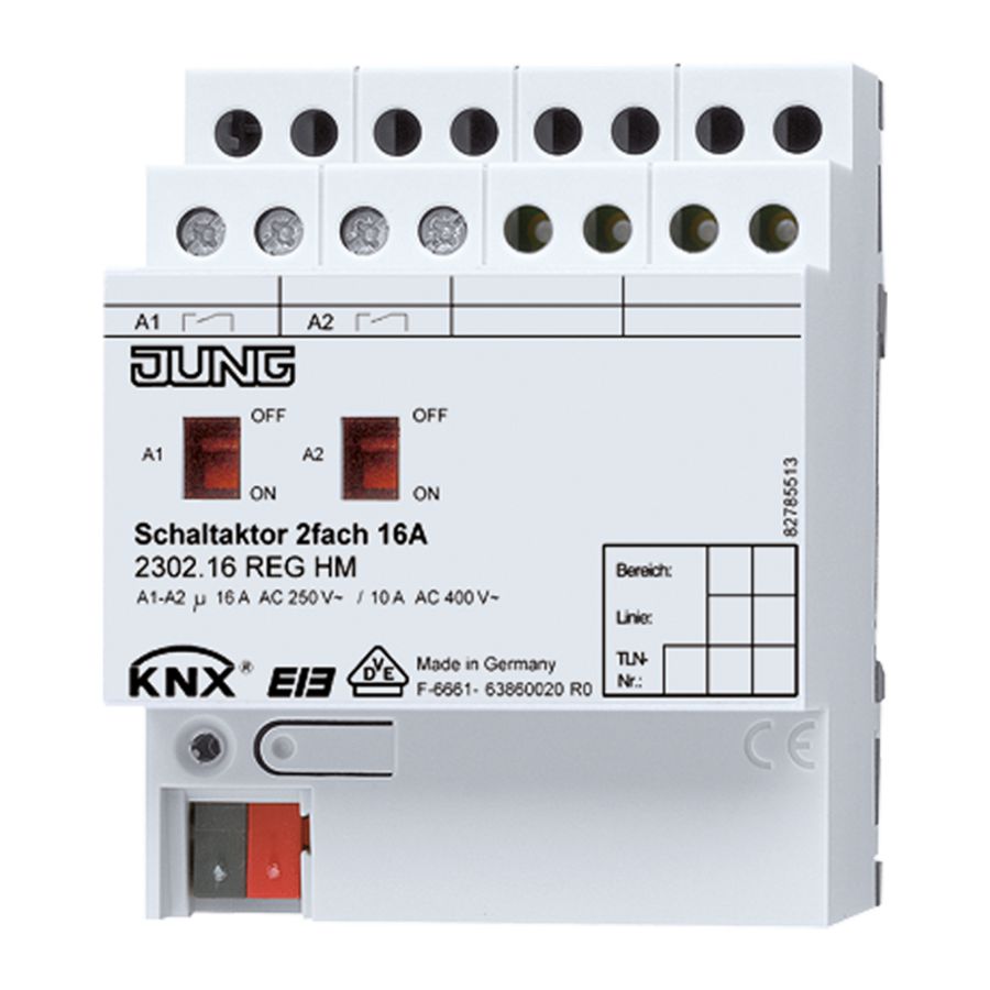 Schakelactor 16A 2-voudig KNX