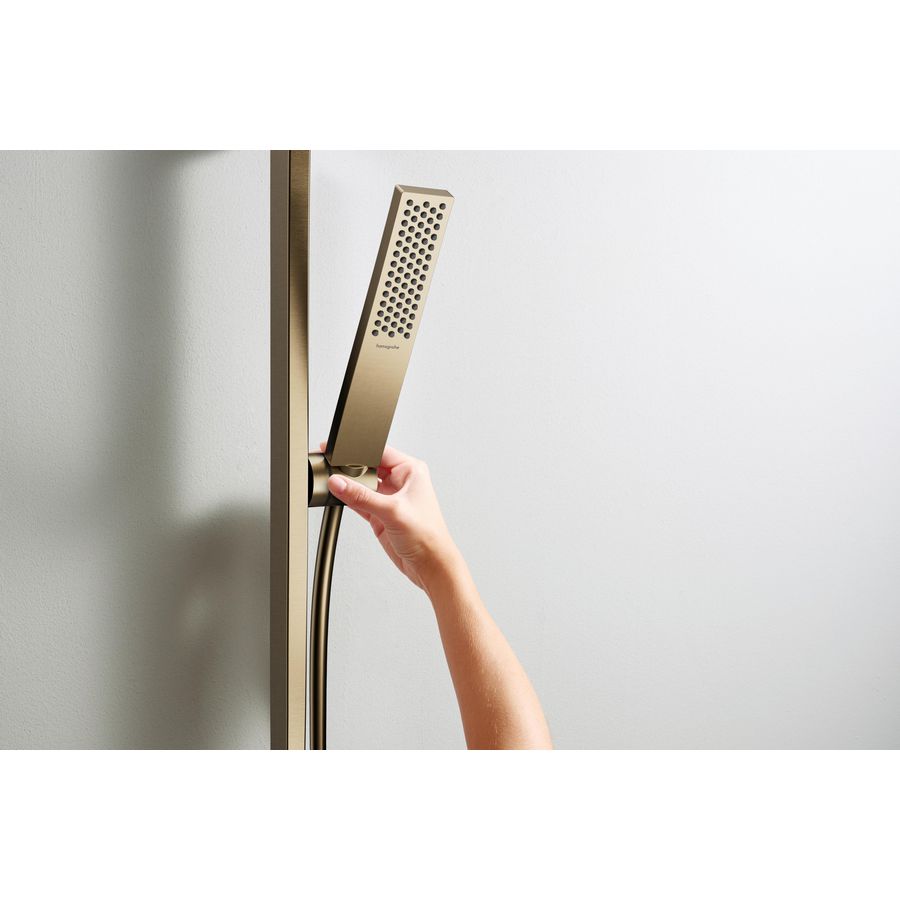 Unica glijstang E Puro 90cm met easy slide handdouchehouder en Isiflex doucheslang 1600mm Brushed Bronze