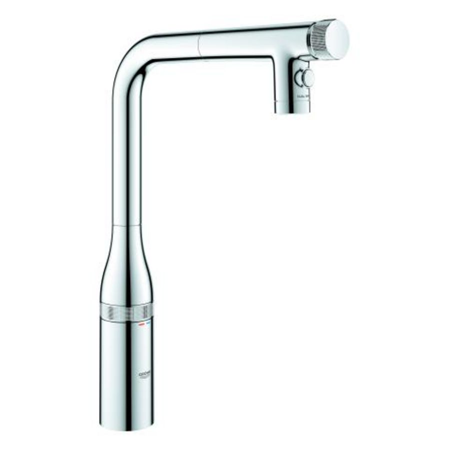 Essence sc keukenkraan smartcontrol L-uitloop uittrekbaar dual spray chroom (prof)