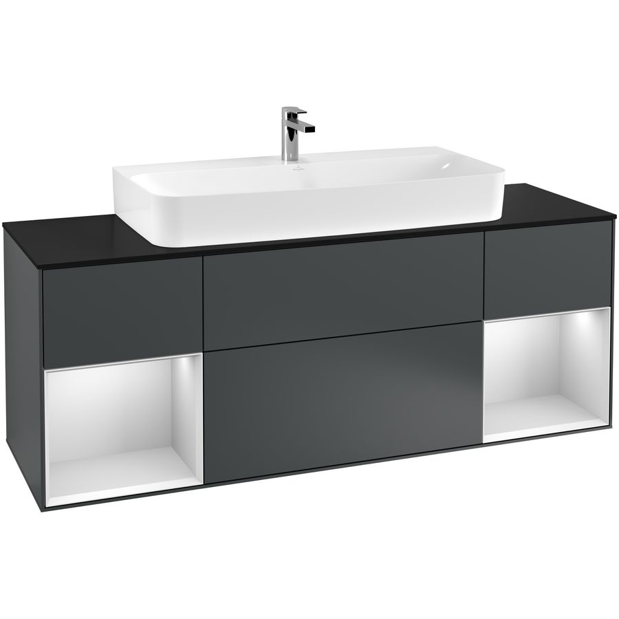 Wastafelonderkast Finion 1600x603x501mm Mid.Blue Matt Lacquer G212MTHG