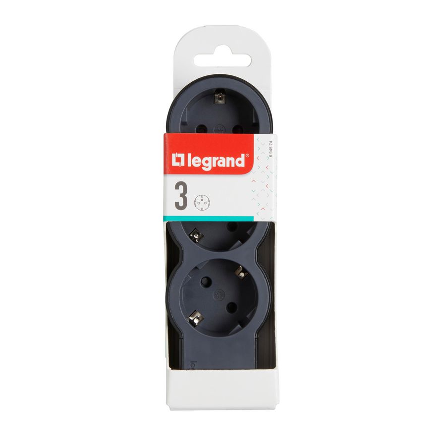 Contactdoos standaard 3x2P + A z.snoer zwart VVE=10