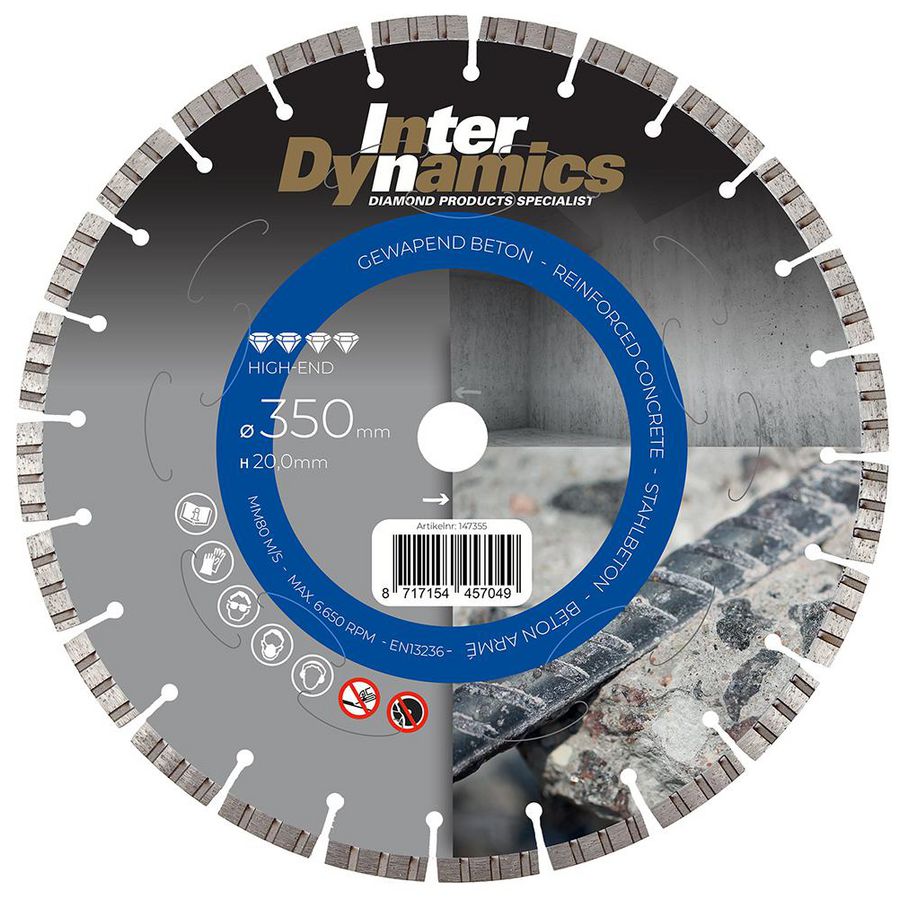 Beton High-End diamantzaagblad 350mm asgat 20.0mm