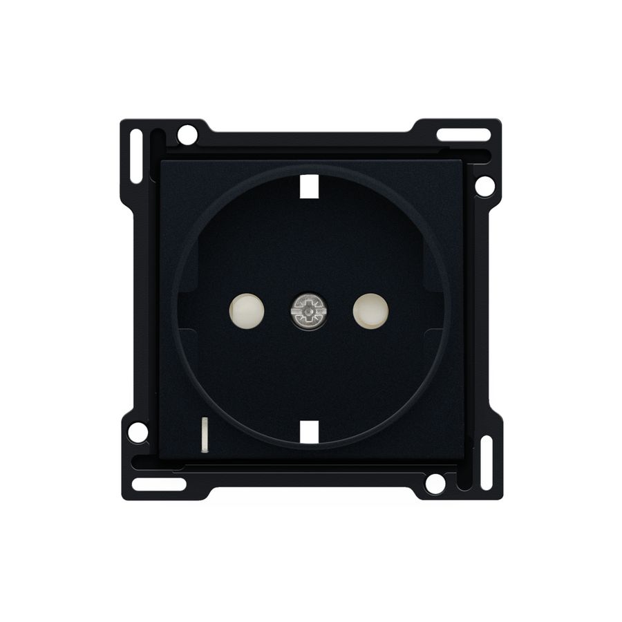 Afwerkingsset stopcontact randaarde besch/spanning black