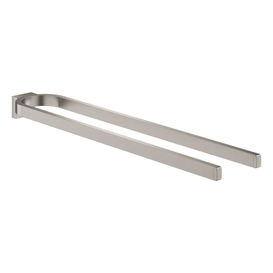 Selection handdoekhouder dubbel 41059AL0 hard graphite geborsteld (mat donker grijs)