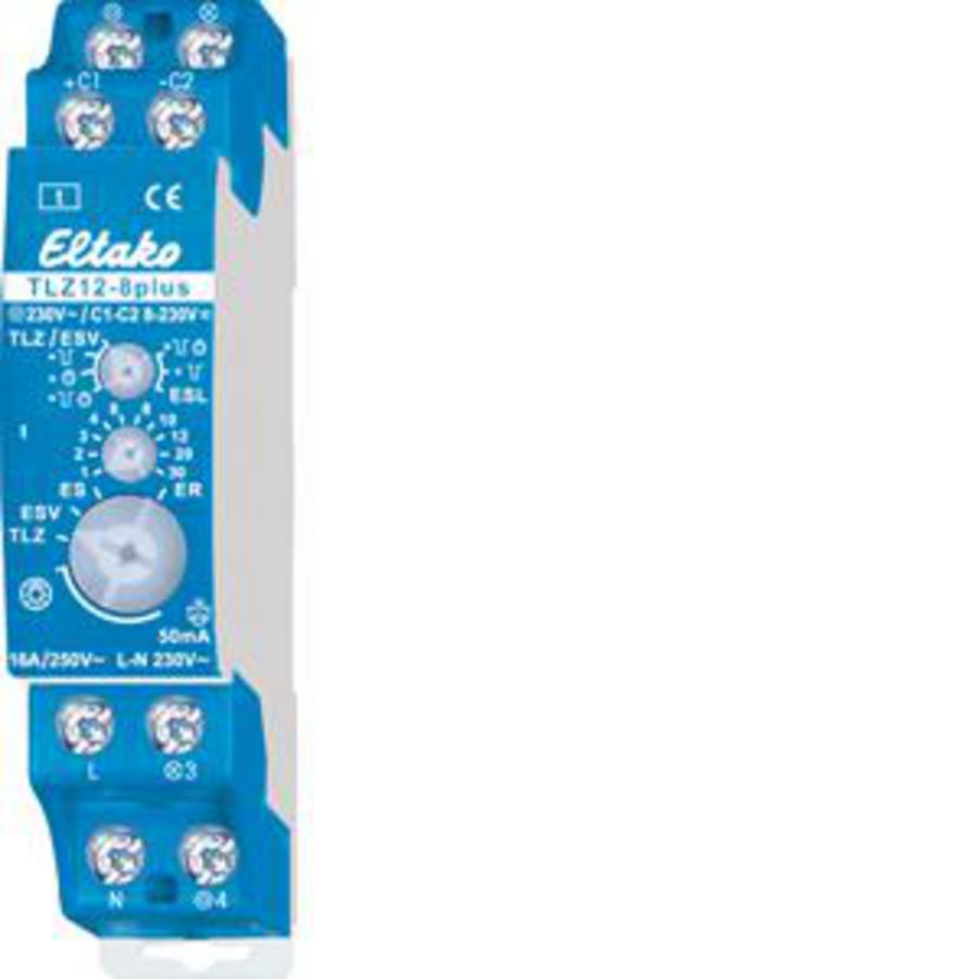 Trappenhuisautomaat DIN-rail. 1 NO niet pot.vrij 16A/250V AC
