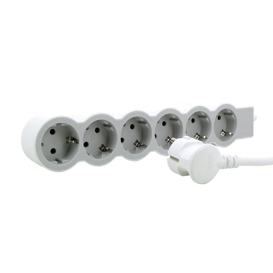 Contactdoos standaard 6x2P + A 5m. wit-grijs VVE=10