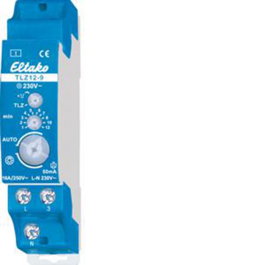 Trappenhuisautomaat DIN-rail. 1 NO niet pot.vrij 16A/250V AC