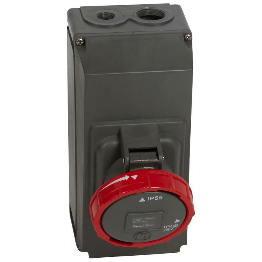 Opbouw wandcontactdoos 400V 63A 4-polig IP67 Hypra