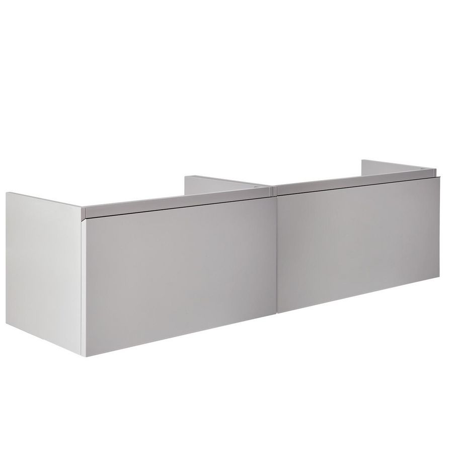 Onderkast (140x45cm) met 2 lades hoog naast elkaar greeploos afgeschuind - S2 - Zwart Mat kunststof