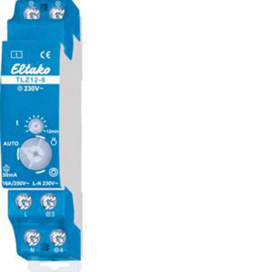 Trappenhuisautomaat DIN-rail. 1 NO niet pot.vrij 16A/250V AC