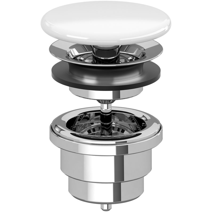 Afvoerplug niet afsluitbaar 1.1/4" deksel wit Alpin