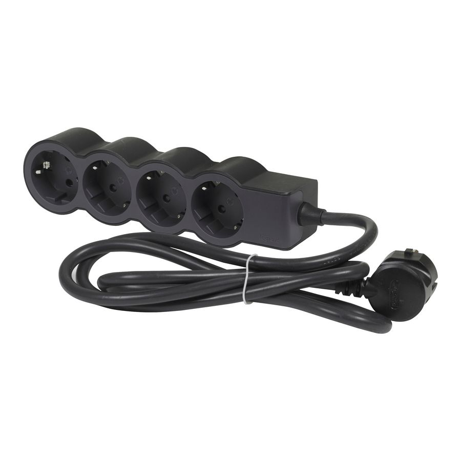 Contactdoos standaard 4x2P + A 5m. zwart VVE=10