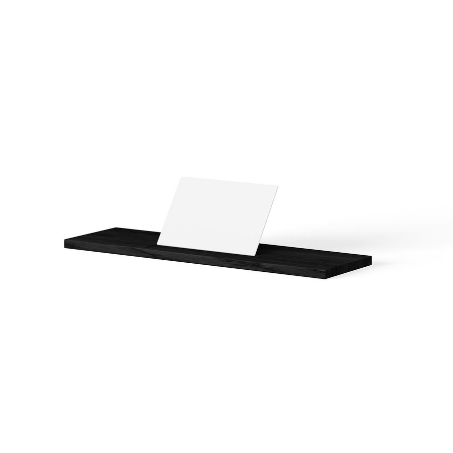 Wooden Bath Shelf 69 cm, massief eiken, black, mat wit